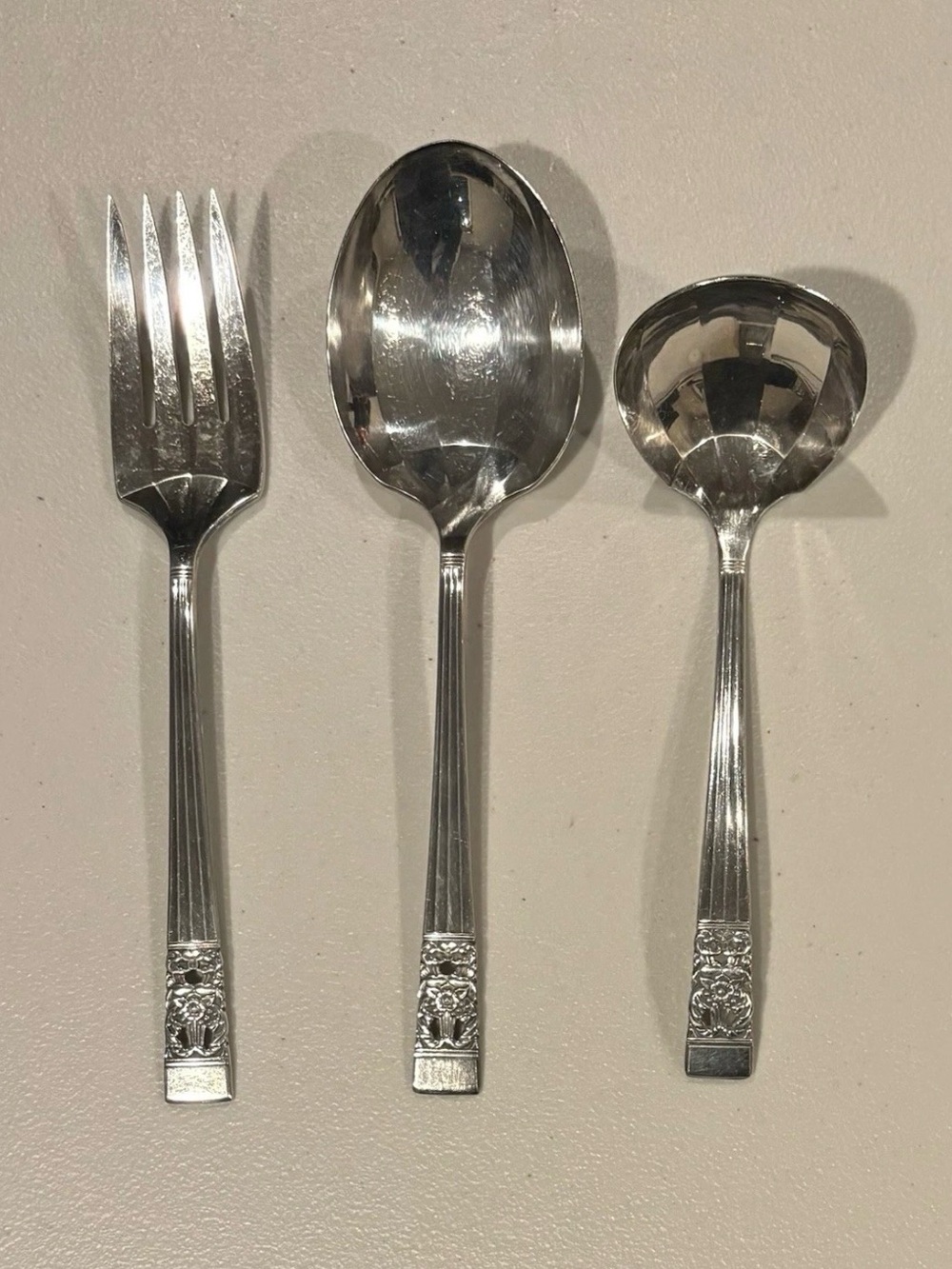 Oneida Community Coronation 1936 Silverplate Serving Fork Spoon Gravy Ladle